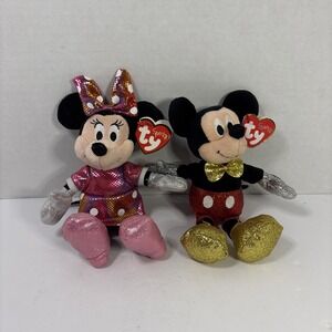 Ty Disney Sparkle Mickey & Minnie Mouse Set – Plush Beanie Buddies/Babies